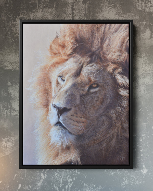 Sam Dolman Jari Lion Wall Art,  Black frame