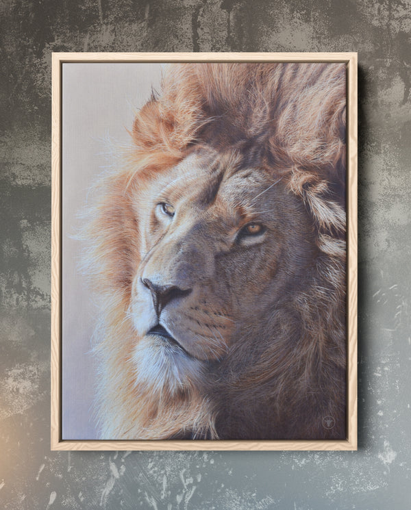 Sam Dolman Jari Lion Wall Art,  Natural frame