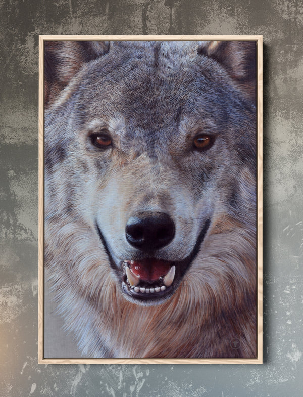 Sam Dolman Lupe Wolf Wall Art,  Natural frame