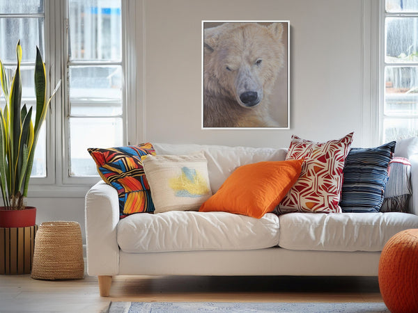 Sam Dolman Tala Polar Bear Canvas Art, White frame in scene